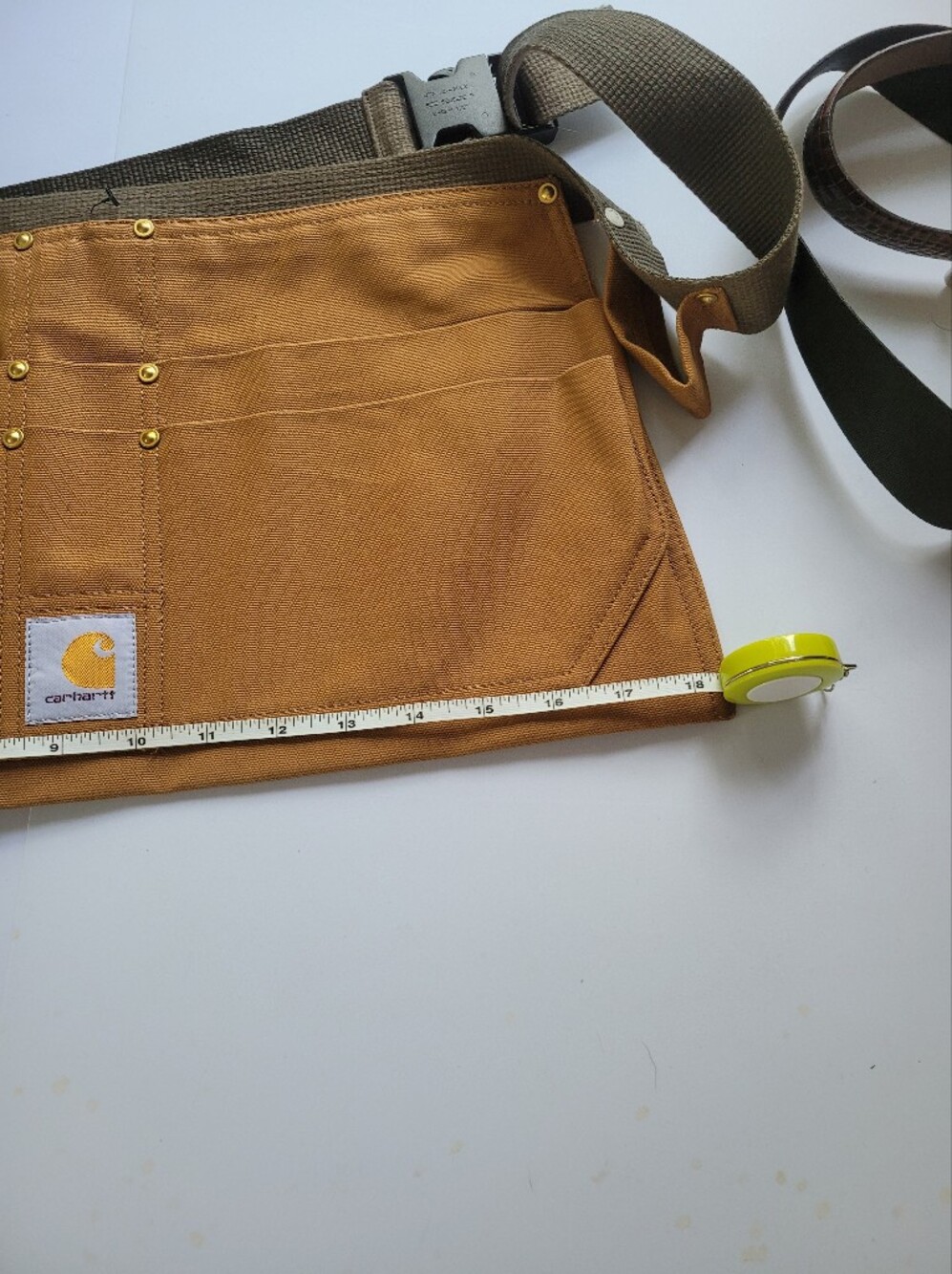 Carhartt Tan/Brown Canvas Waist Tool Pouch Adjustable Strap Firm Duck Nail Apron - Picture 5 of 6